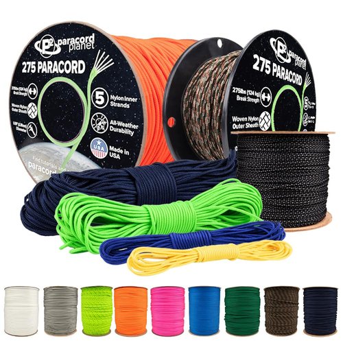 PARACORD PLANET Tactical 5-Strand Nylon Core 275-LB Tensile Strength Paracord Rope 3/32 Inch (2.38mm Diameter) (Black, 100 Feet)