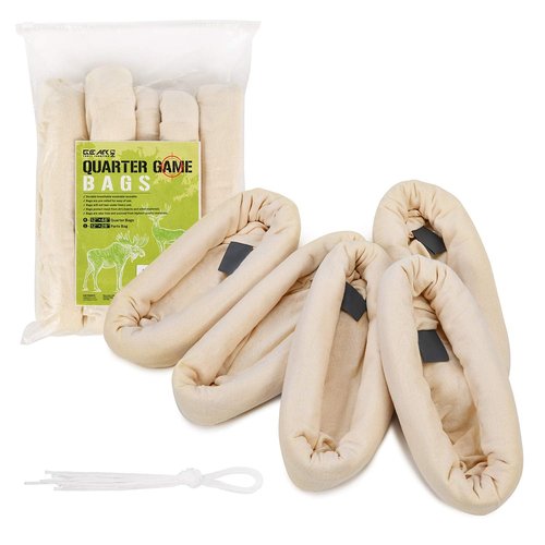 GearOZ Elk Game Bags Hunting Meat Bag 5-Pack Reusable Rolled Heavy Duty Quarter Bags, Durable Big Game Hop-pocket for Elk/Caribou/Deer/Moose, 48" x4, 28" x1