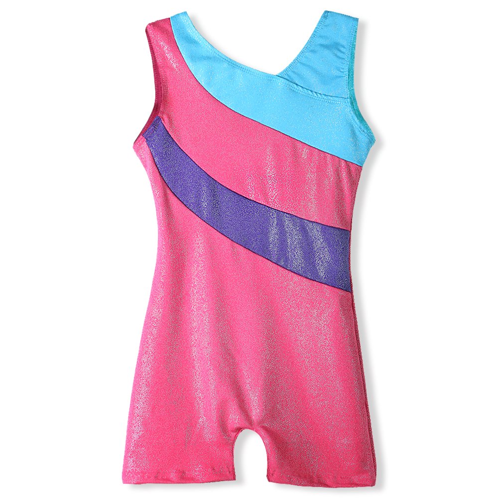 HOZIY Girls Gymnastics Leotards With Shorts Tumbling Outfits Size 8-9 Years Old Pink Sparkly Outfits