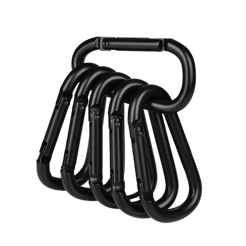 Booms Fishing CC2 Carabiner Clip, 2.3" Small Carabiner Keychain, Multi-use Aluminium D Ring Caribeener Clips (A: 6 Pack_2.3"_Black)
