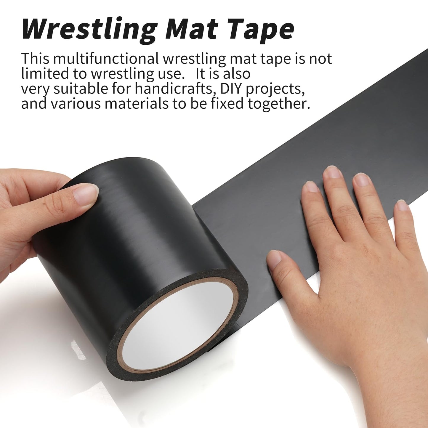 2 Rolls 4" x 108′ Wrestling Mat Tape Heavy Duty Gym Carpet Seam Tape, 7 Mil Strong Adhesive PVC Mat Tape for MMA, BJJ, Grappling, Wrestling and Exercise Mats, Black
