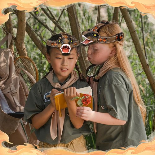 Niovexium LED Dinosaur Headlamp for Kids, Children's Toy Flashlight T-Rex Dinosaur Toys for Age 3 4 5 6 7 8 9 Years Old Kids, Camping Hiking Gear for Boys(Brown)