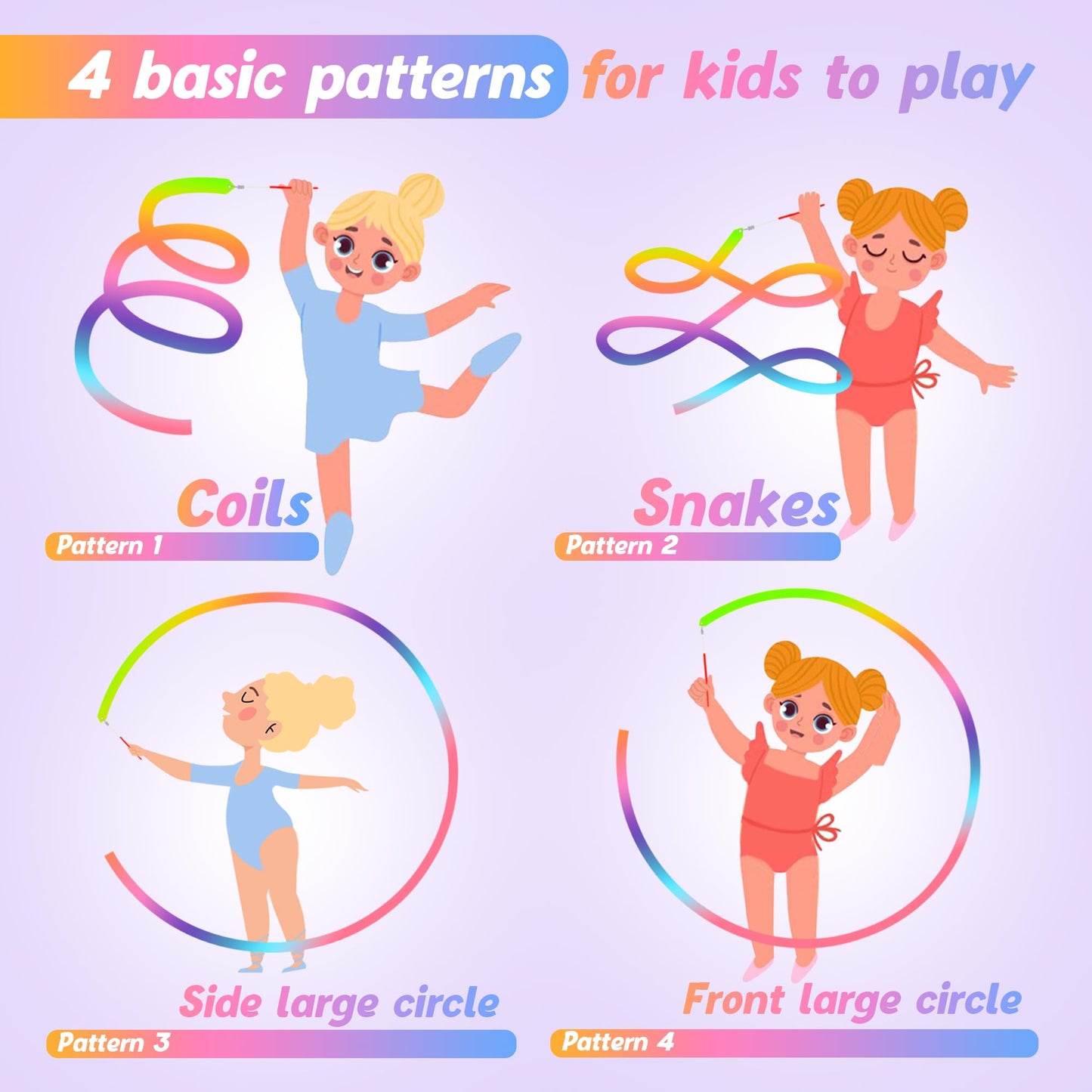 Cikyner Gymnastics Ribbon - 2 Pack Colourful Rhythmic Gymnastics Bands with Premium Beech Sticks | Rainbow Dance Ribbons for Kids, Girls Birthday Party & Easter Gifts | Perfect for Home, School Play