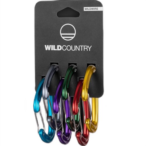 Wild Country Wildwire Carabiner - Strong, Lightweight Rock Climbing Carabiner - Multicolored - 6-Pack