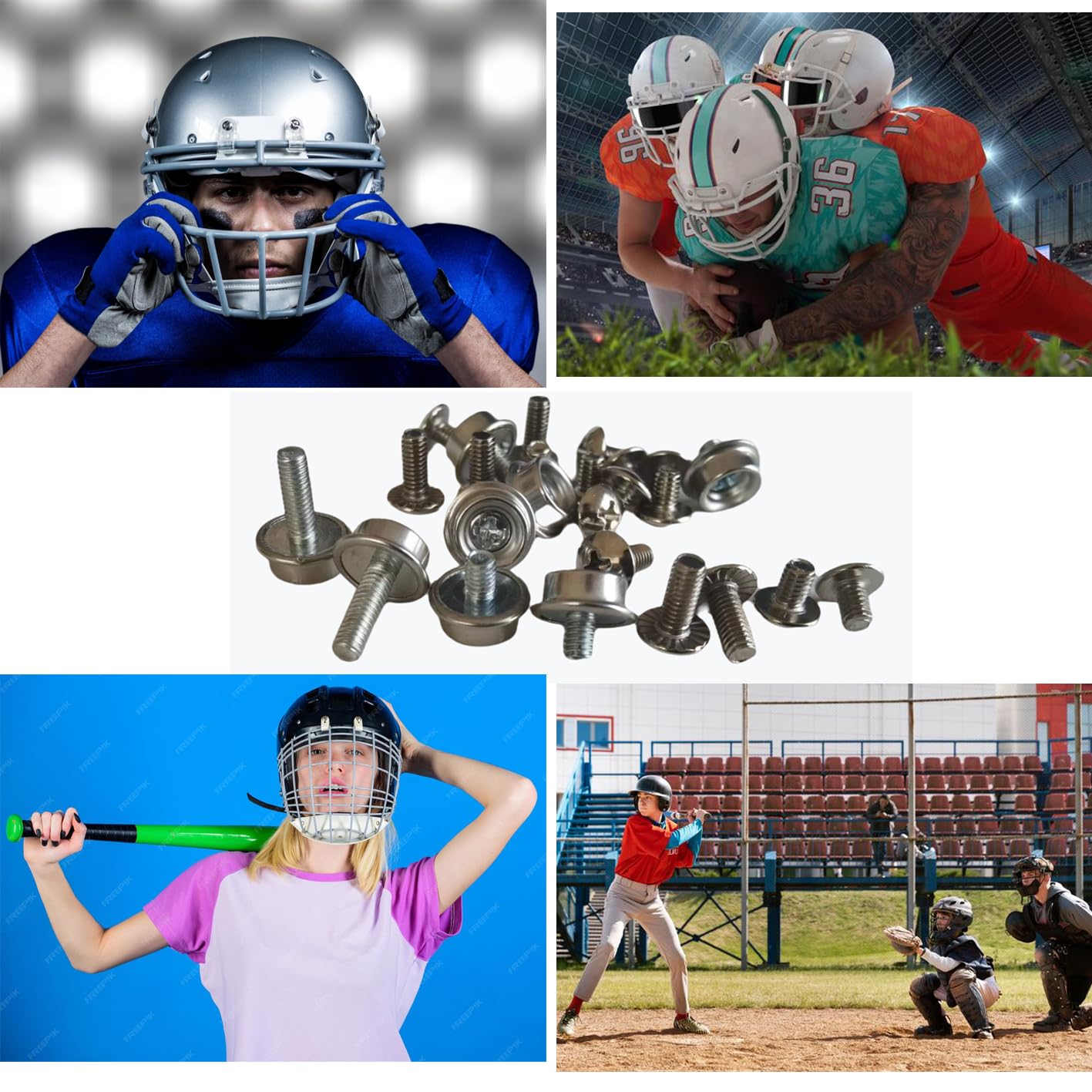 24 Pcs Helmet Mask Screw Kit, Football, Baseball, Hockey Repair Kit, Hardware Replacement Parts for Softball Face Mask Youth