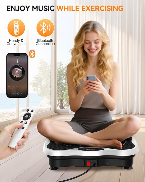 Vibration Plate Exercise Machine for Lymphatic Drainage, Vibration Plate with Bluetooth and LED Display for Women Men 120 Speed Levels Vibrating Equipment for Weight Loss Workout Equipment for Home