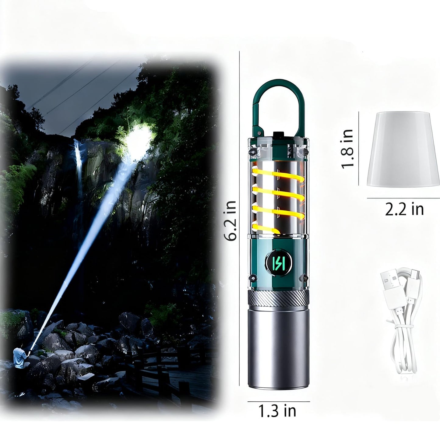 Aijolenly Rechargeable High-Lumens Flashlights, Super Bright LED Flashlights, High-Power Handheld Flashlights with 6 Modes and Adjustable Focus, Suitable for Emergency Lighting and Hiking