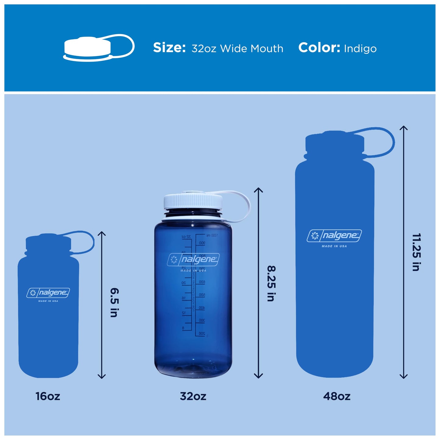 Nalgene 32 oz Wide Mouth Water Bottle, Indigo