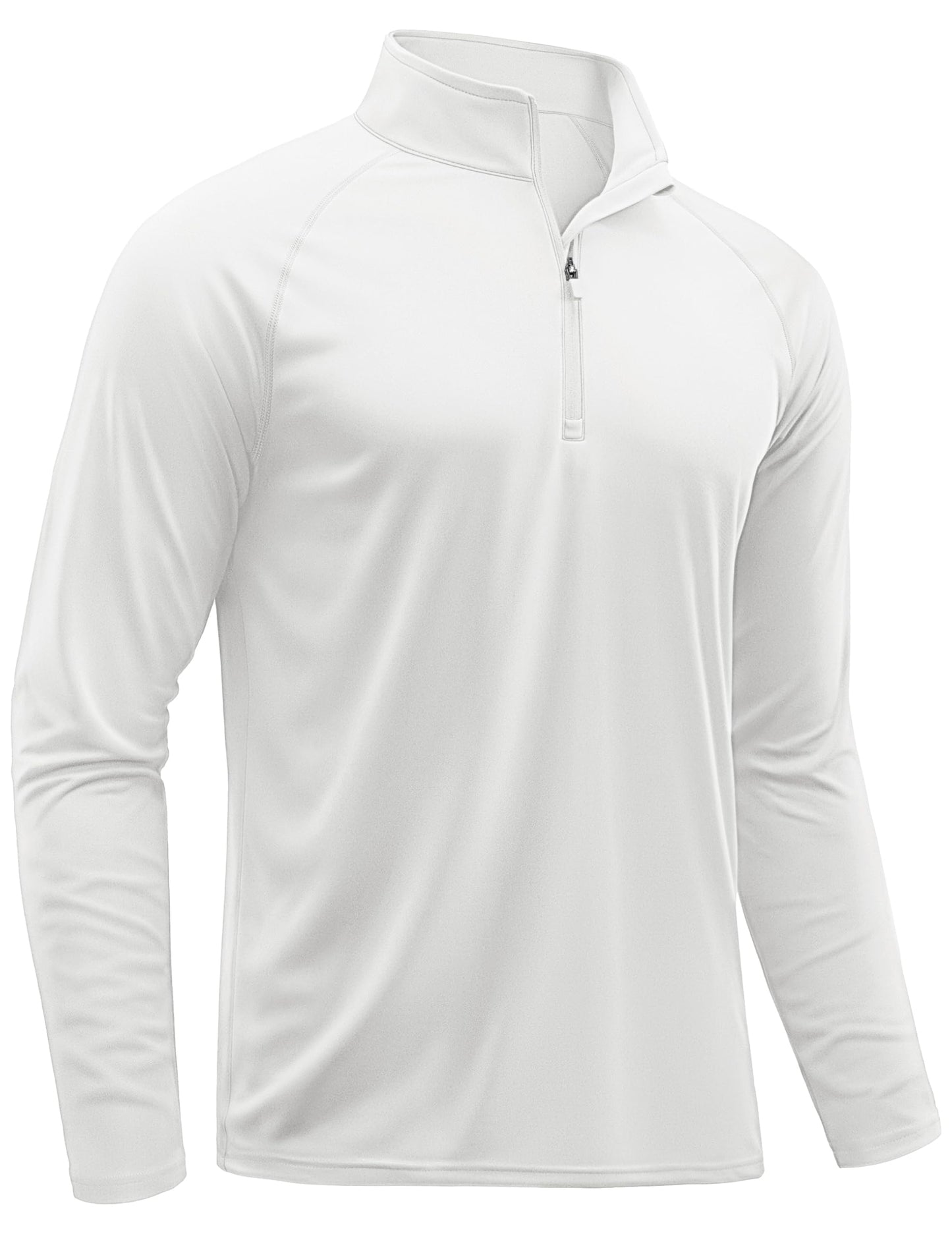TACVASEN Men's White Medium 1/4 Zip Long Sleeve Sun Protection Shirt