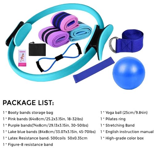 Pilates Essentials Kit for Women,Better Me Pilates Kit,Rings,Booty Bands,Yoga Ball,Yoga Sets for Women - Complete Set of 11 Accessories,Pilates Equipment for Home Workouts(Pink)