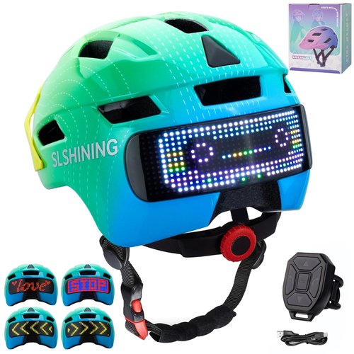 Kids Helmet, Bike Helmets with Upgrade LED Display, High Visibility, 64 Patterns, Turning & Stop Signal Light, Helmet for Kids 3-5, 5-8, 8-14, Adjustable for Youth Boys Girls, Safety Cycling, Scooter