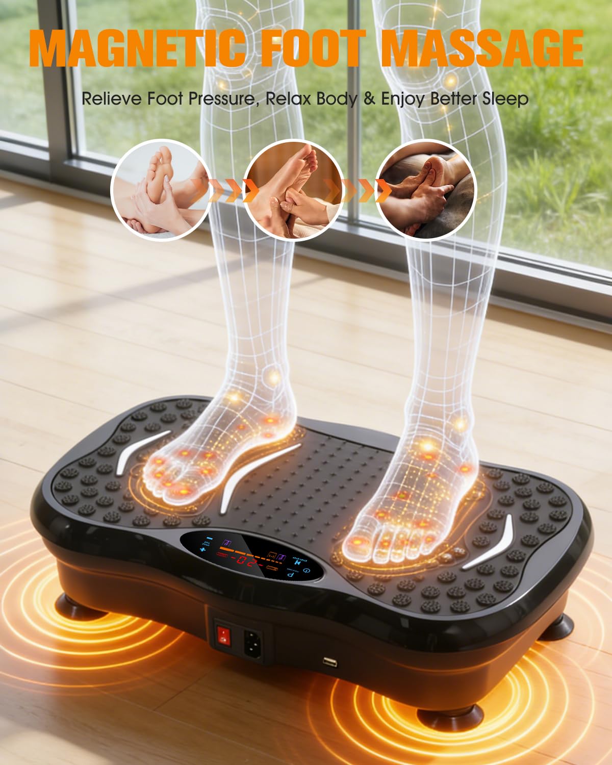 Movpeak Vibration Plate Exercise Machine, Full Body Vibration Platform for Lymphatic Drainage, 99 Speed Levels, 5 Workout Modes & Resistance Bands, Home Gym Equipment for Shaping, Toning & Weight Loss
