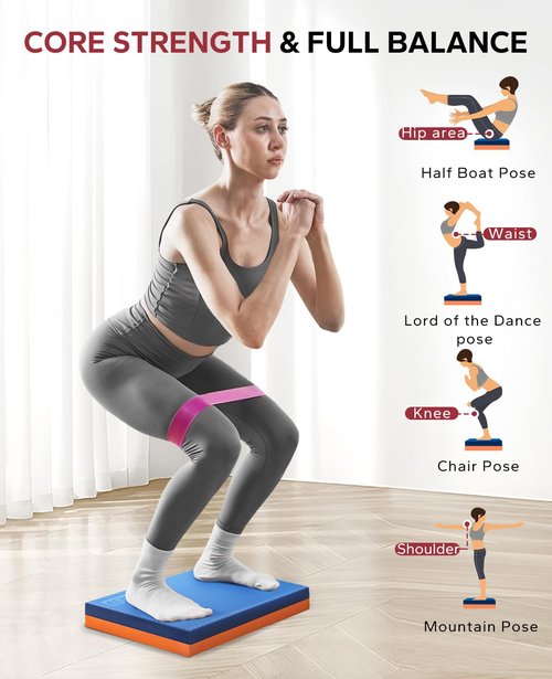 HAPBEAR Exercise Balance Pad - 15"x12" Non-Slip Textured Bottom Stability Training Mat - 2.4" Thick Soft Cushioned Foam for Physical Therapy, Core Training & Home Workouts