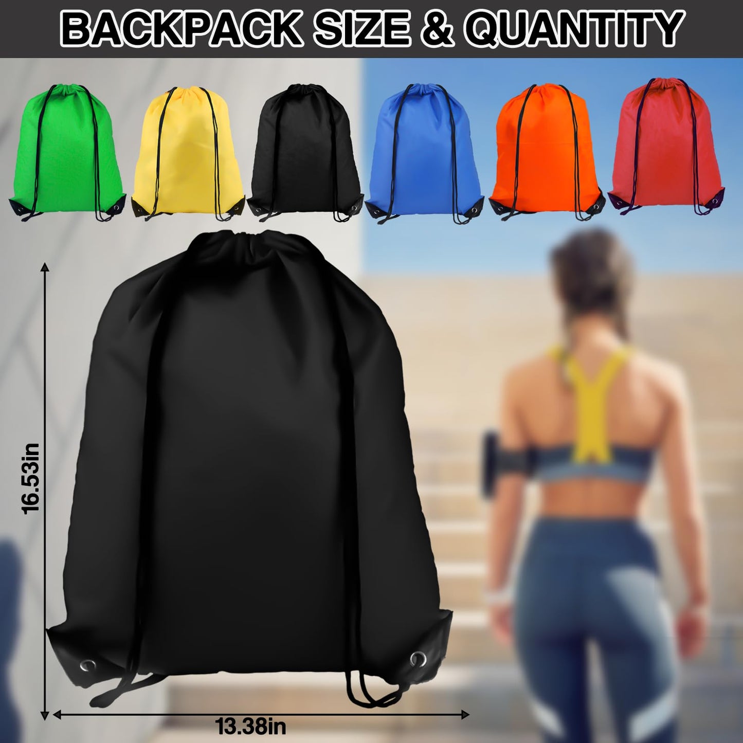 Drawstring Backpack 20Pcs Drawstring Bags, Draw String Back Bag Drawstring Bags Bulk for Sports, Gym, Travel, Swimming, Beach (6 Colors)