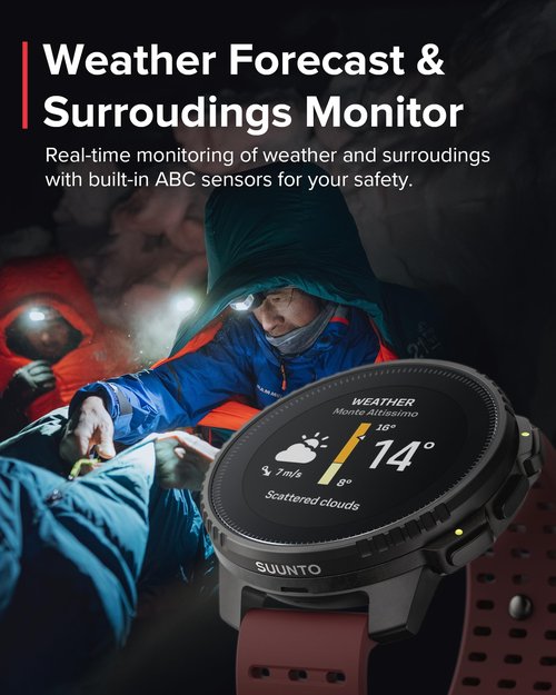 SUUNTO Vertical GPS Sports Watch, Premium Adventure Watch w/1.4 inch Touchscreen & 95+ Training Workout Analysis, Heart Rate & Sleep Tracking, 60-Day Battery Life, Dual-GNSS, Free Offline Maps, Ruby