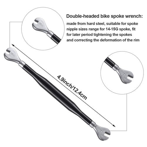 5 Pieces Bicycle Spoke Wrench Bike Spoke Tool with 1 Piece Tire Lever Bike Rim Correct Kit Cycling Pocket Tools for Bicycle Repair, Totally 6 Pieces Tool Kit
