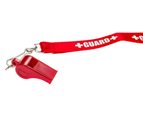 BLARIX Guard Pea Whistle and Lanyard (Red and Red Lanyard w/Print)