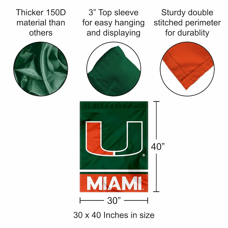 Hurricanes House Flag Banner 30x40 in - Double-Sided Screen Printed University Logo