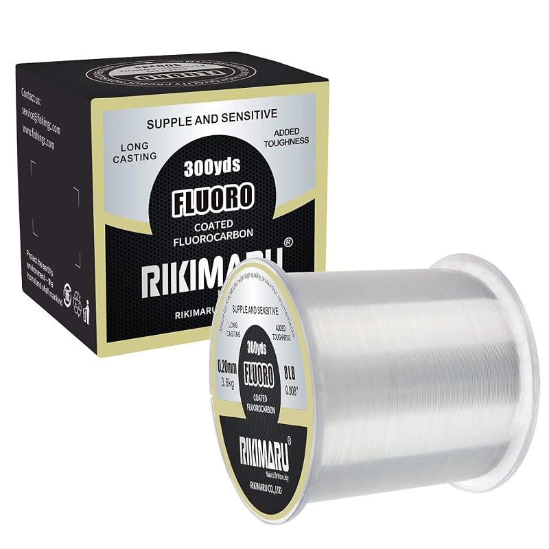 RIKIMARU Fluorocarbon Fishing Line - 12 lb, 0.32 mm, 300 yds, Clear