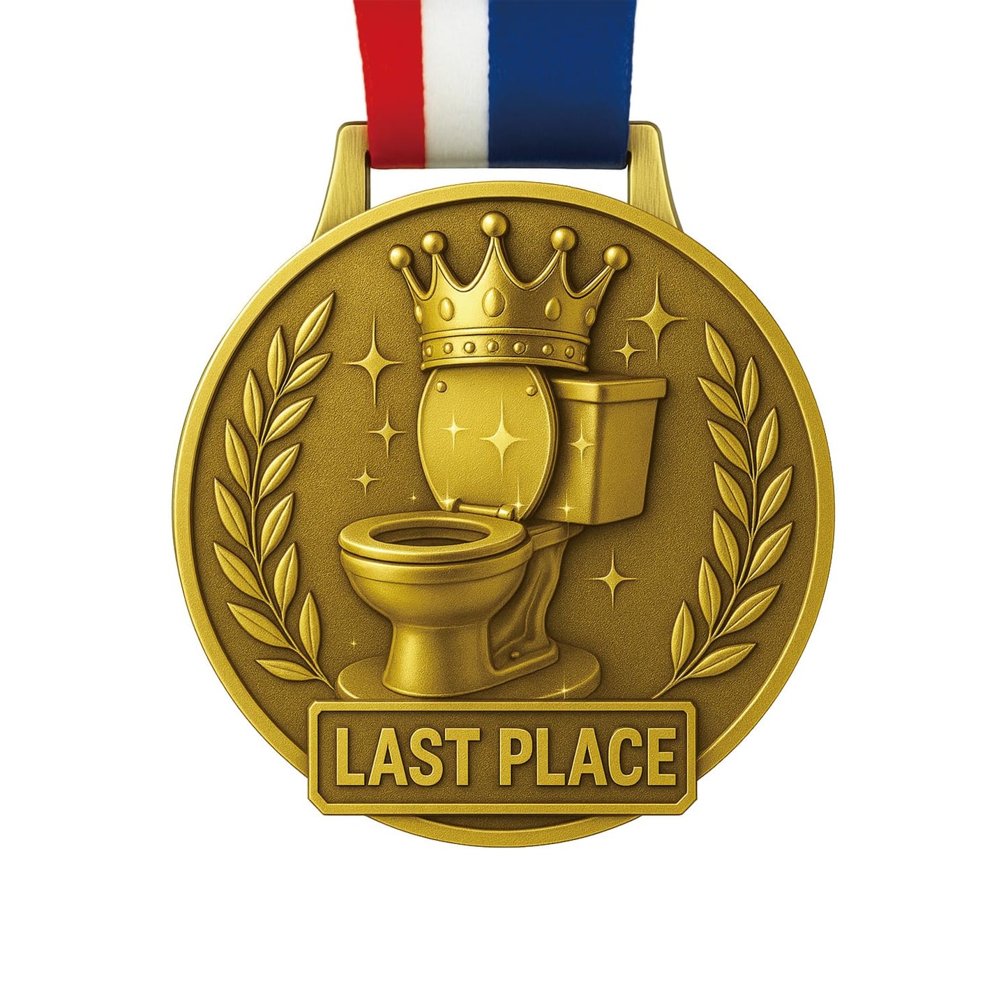 Bambluby Last Place Award Medal – 3 Inch Funny Gag Trophy with Ribbon – Loser Prize for Parties, Fantasy Leagues, Office Games & White Elephant Gifts