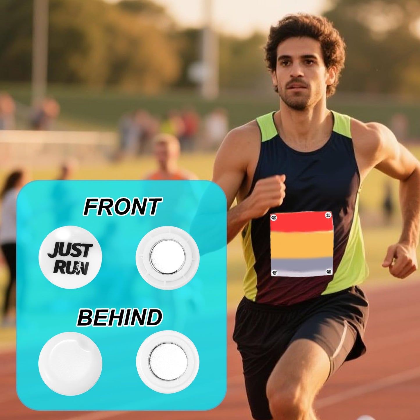 Tinoaly 4 Pairs Magnetic Race Bib Clips, Running Bib Holder Marathon Race Number Board Snaps Fixing Magnets for Runners