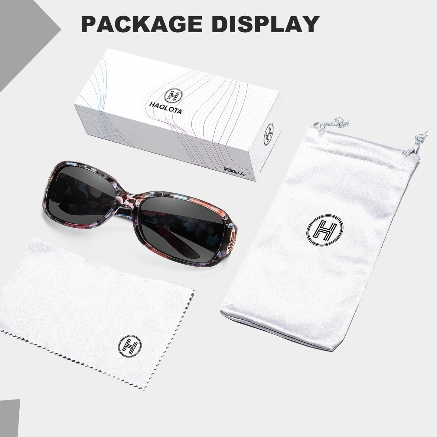 HAOLOTA Women's Polarized Sunglasses - Fashionable Wraparound Butterfly Design with UV400 Protection