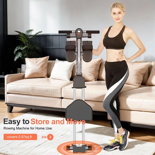 Ann Katy Rowing Machine, Compact Adjustable Rowing Machine 12 Levels of Complete Body Workout Resistance for Home, Low-Impact