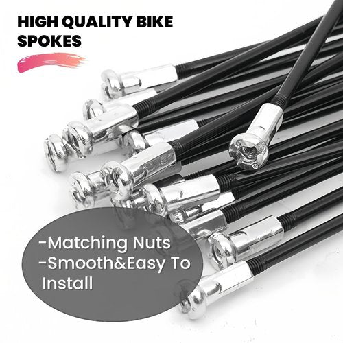 goucrro 13G Bicycle Spokes 2.3mm Steel 70-300mm Bike Spokes Black Wheel Spokes with Nipples for Mountain Bike E-Bike Tricycle Wheels(Black,13G-215mm)