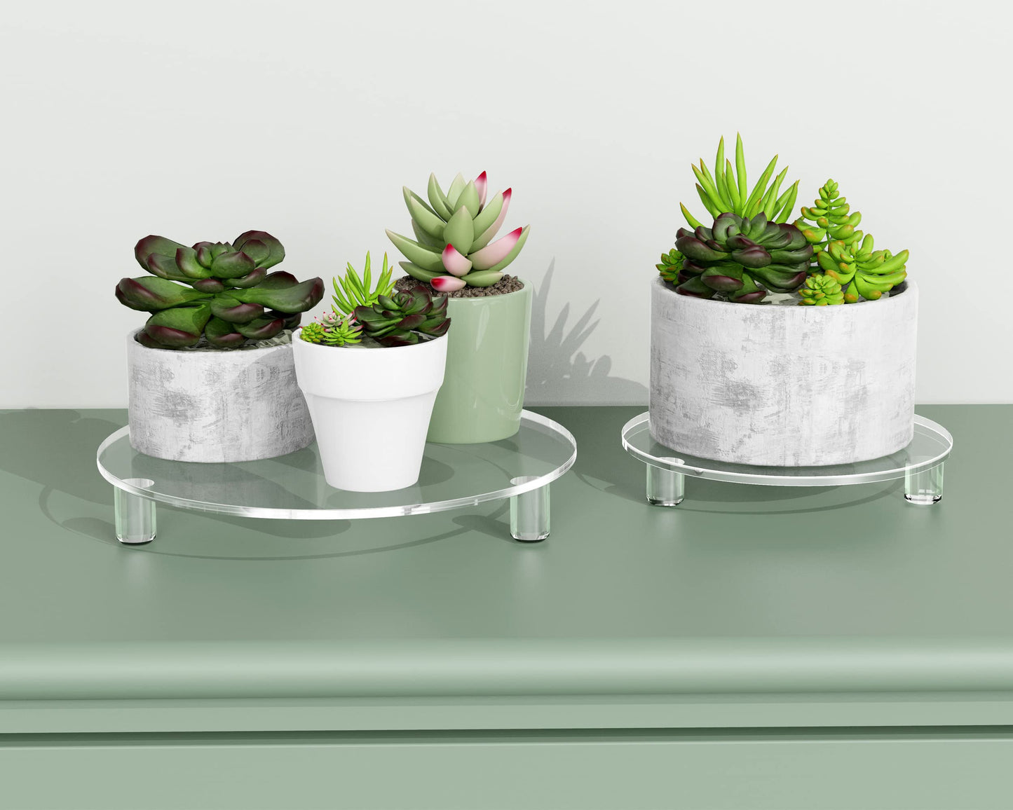 HEMYLU Acrylic Risers for Décor, 10 Inch Round Clear Pedestal Stand for Indoor Plant Holder, Decorative Modern Acrylic Tray for Bathroom, Counter and Home, 10-inch Clear