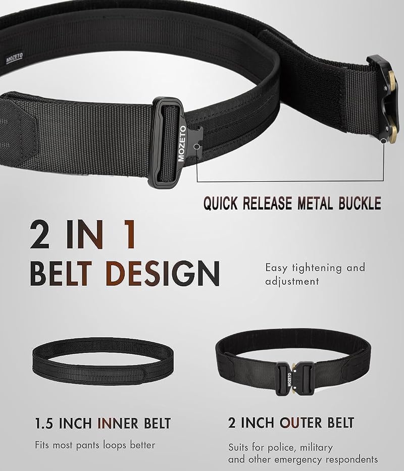 MOLLE Battle Belt 2" Quick Release Duty Belt for Law Enforcement Black Large
