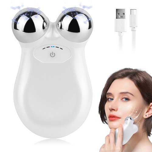 Microcurrent Face Device, USB Microcurrent Facial Shaping Tool for Facial Wrinkle Removal and Anti-Aging，Mini Microcurrent Face Lift Device for Face Lifting and Facial Sculpting (White)