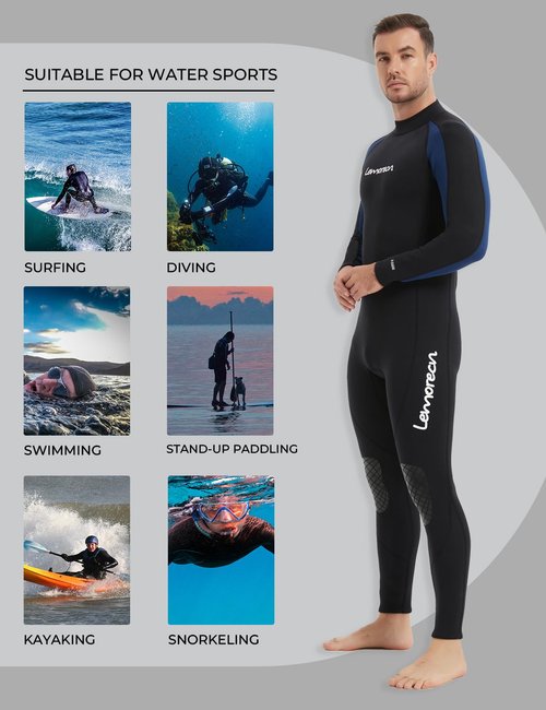 Lemorecn Wetsuits Jumpsuit Neoprene 3/2mm Full Body Diving Suit(3031,M)