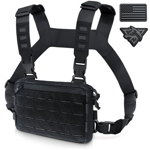 WYNEX Tactical Chest Rig Pack for Men, Running Chest Bag with Front Loop Airsoft Recon Chest Rigs for Hunting Outdoor EDC Combat Patch Included