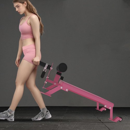 Nordic Curl Bench Machine, Hamstring Curl Bench with Wheels for Home Gym,Pink