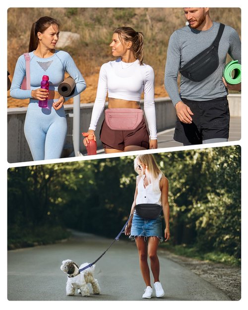 sportsnew Large Fanny Packs for Women, Waist Pack Fashion Crossbody Belt Bags for Walking Running Hiking Travel Bag Black patent pending