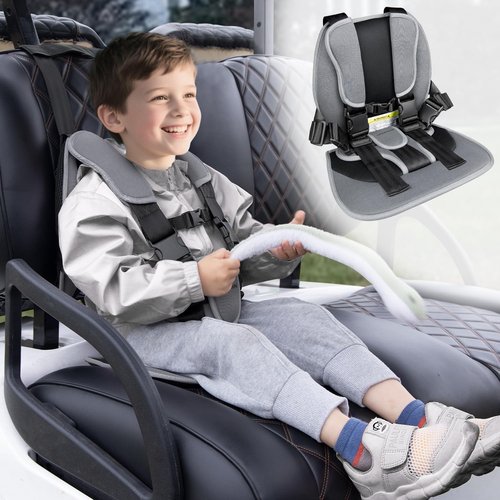 Urgown Golf Cart Child Positoner, 5-Point Design to Secure Children During Golf-Cart Rides, with Adjustable Straps, Gray