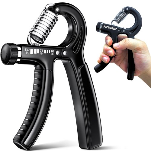 FitBeast Grip Strengthener Forearm Strengthener, Adjustable Hand Grip for Strength Training & Rehabilitation, 10-132 lbs Resistance, Ideal for Athletes and Physical Therapy (1 Piece Black)