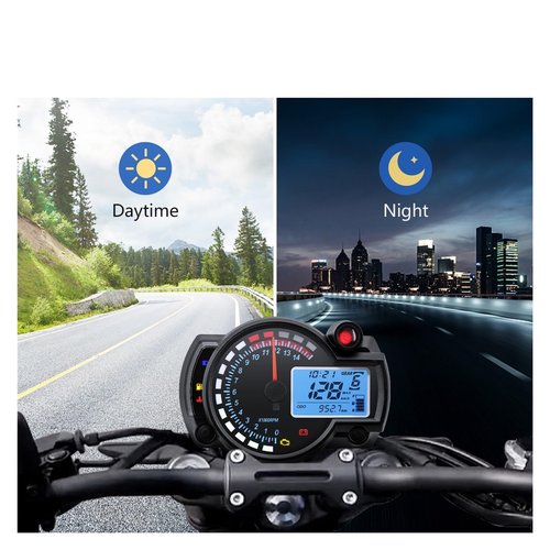 KNVBGG Speedometer Odometer Meter Universal Digital Motorcycle Odometer Speedometer 12V Motorcycle Instrument Universal Speedometer 7 Colors Auto Dashboardd