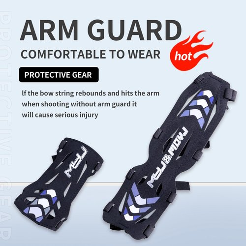 Moyujian 11.2in Long/6.7in Short Armguard Professional Competition Archery Bow Range with 4-Strap/2-Strap Buckles Shooting Practice Guard Nylon Carbon Forearm Protector Arm Guard（Black，Long）