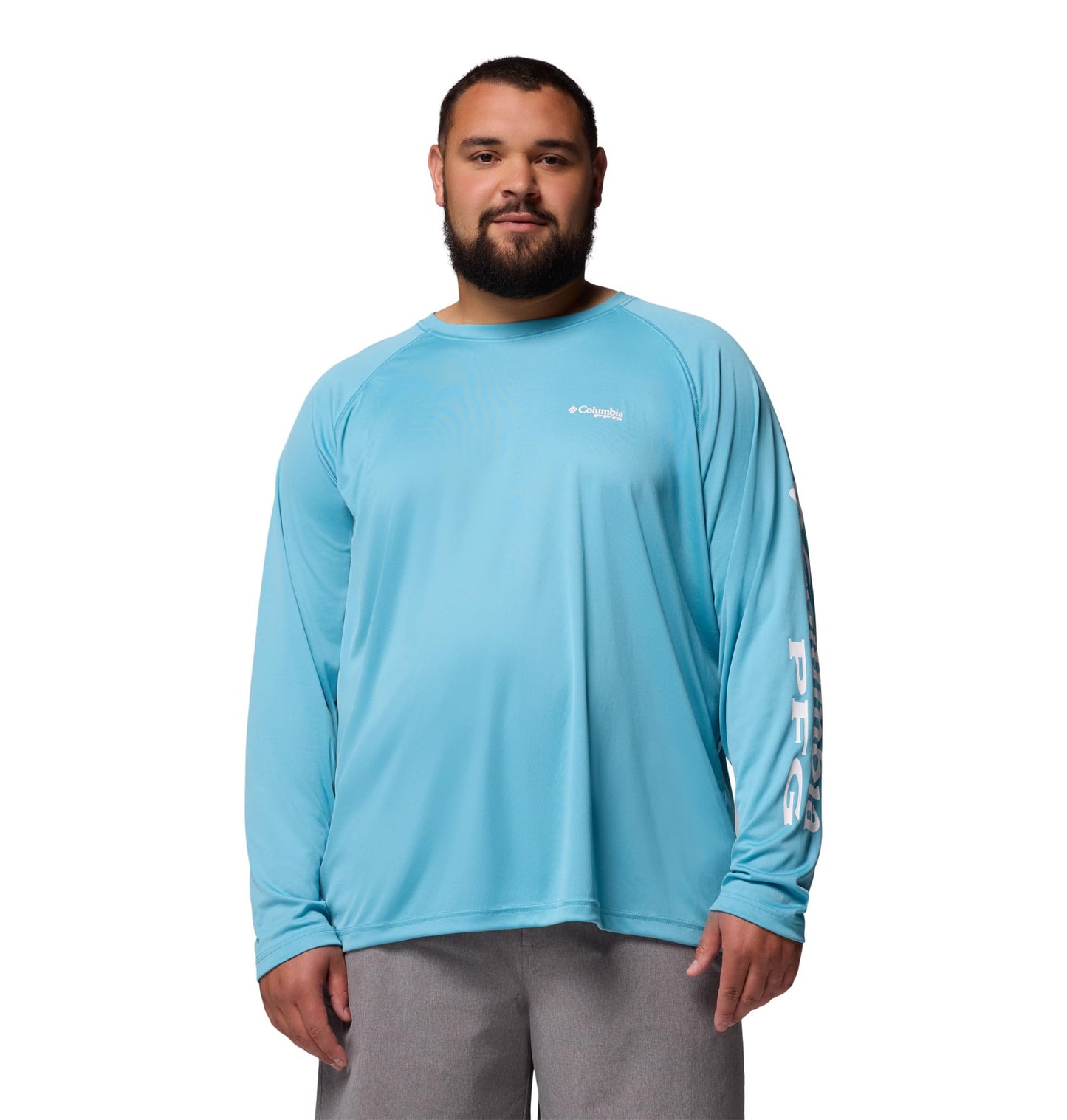 Columbia Men's PFG Terminal Tackle Long Sleeve Fishing Shirt, Vintage Blue/White Logo, 4X