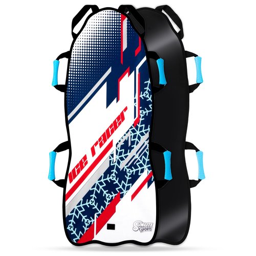 Sunlite Sports 45" Captain Ice Racer Foldable Snow Sled, Fits 2 Children or 1 Adult, Ultra Portable, Durable Sturdy Fabric Stitching, Handles with Steering, Kid's Toddler Toboggan Winter Fun