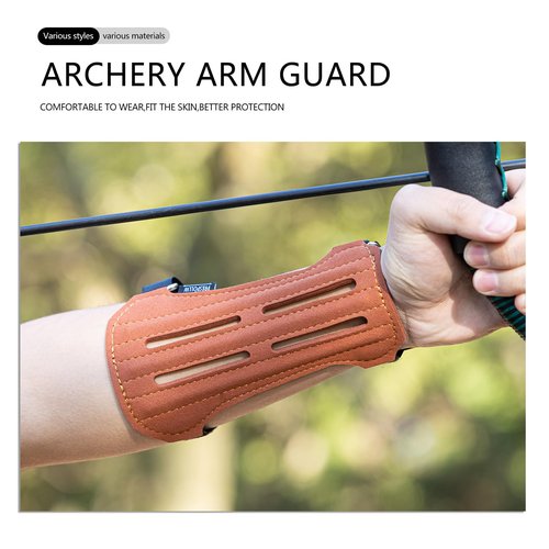 Prespollw Archery Arm Guard – Breathable & Durable Forearm Protector with Adjustable Straps for Archery, Hunting & Outdoor Sports (Brown)
