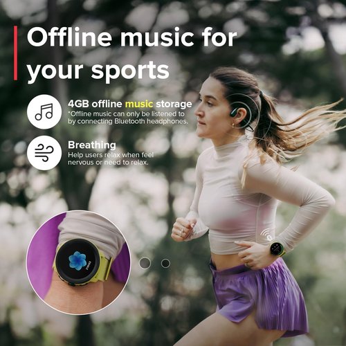 SUUNTO Run Sports Watch, 1.32" AMOLED Touchscreen w/Crown Button, 12D Battery Life, Dualband Accurate GPS, Running Wrist Heart-Rate & Sleep Health Tracking, 35g Lightweight & 4GB Offline Music, Lime