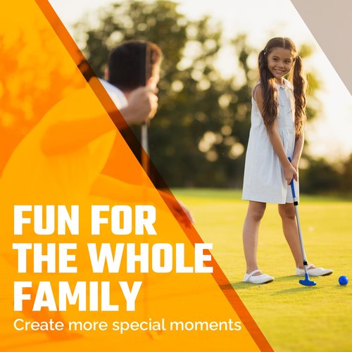 Go For It Golf Kids Putter - Extendable Shaft for Junior Golfers - Adjustable Size for Right and Left Hand - Perfect Training Club for Kids - Includes 3 Balls, Cup with Flag - Blue, 17"-35"