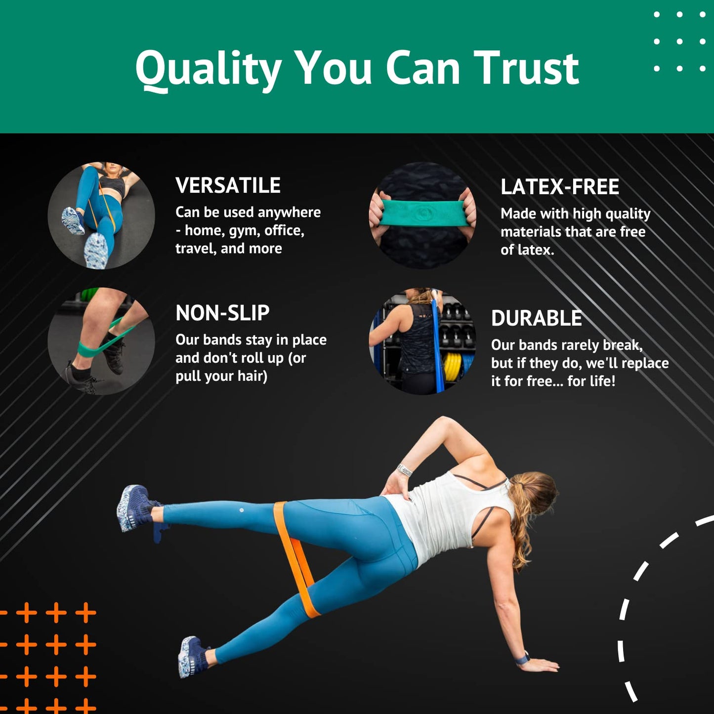 Pure Band - Professional Grade Physical Therapy Band for Home Workouts, Premium Thick Resistance Band Great for Stretching and Rehab, Latex-Free, Super Strong Band (Orange - Light Resistance)