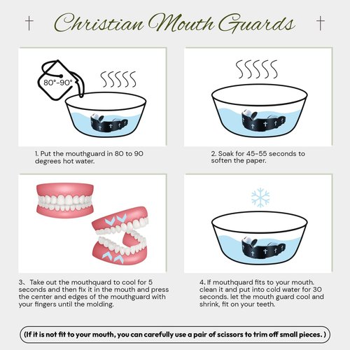 Yaomiao 2 Pcs Cross Mouth Guards Christian Teeth Armor Sport Game Guard with Case Religious Mouth Guards for Baseball Football Lacrosse Basketball Rugby Boxing Taekwondo(Black & Cross,Adult)