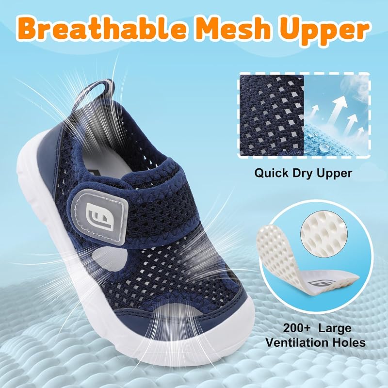 Variation: Navyblue+6 Wide Toddler Water Shoes - Lightweight Quick-Dry Beach Sandals