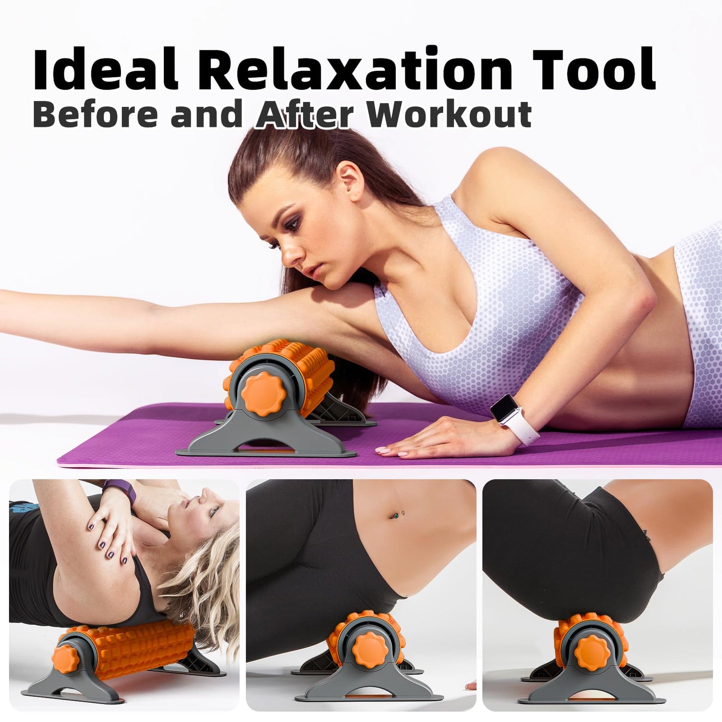 XL IT Band Firm Foam Roller with Resistance Holder - 17 inches - Exercise Roller for IT Band Issues, Deep Tissue Muscle Massage, Muscle and Back Roller for Fitness, Gym Equipment (Orange)
