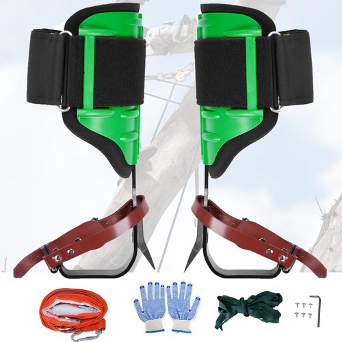Ksdolip 1 Pair Arborist Climbing Spikes,Adustable Height Tree Spikes for Climbing,Heavy Duty Steel Tree Climbing Gear Kit with Secure Straps for Tree Climbing, Fruit Picking, and Hunting