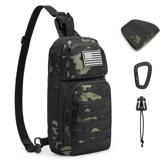 G4Free 10L Tactical EDC Sling Bag Backpack Military Molle Chest Shoulder Assault Pack for Concealed Carry(Black Cp)